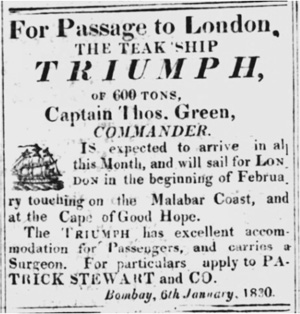 Press notice for Triumph voyage